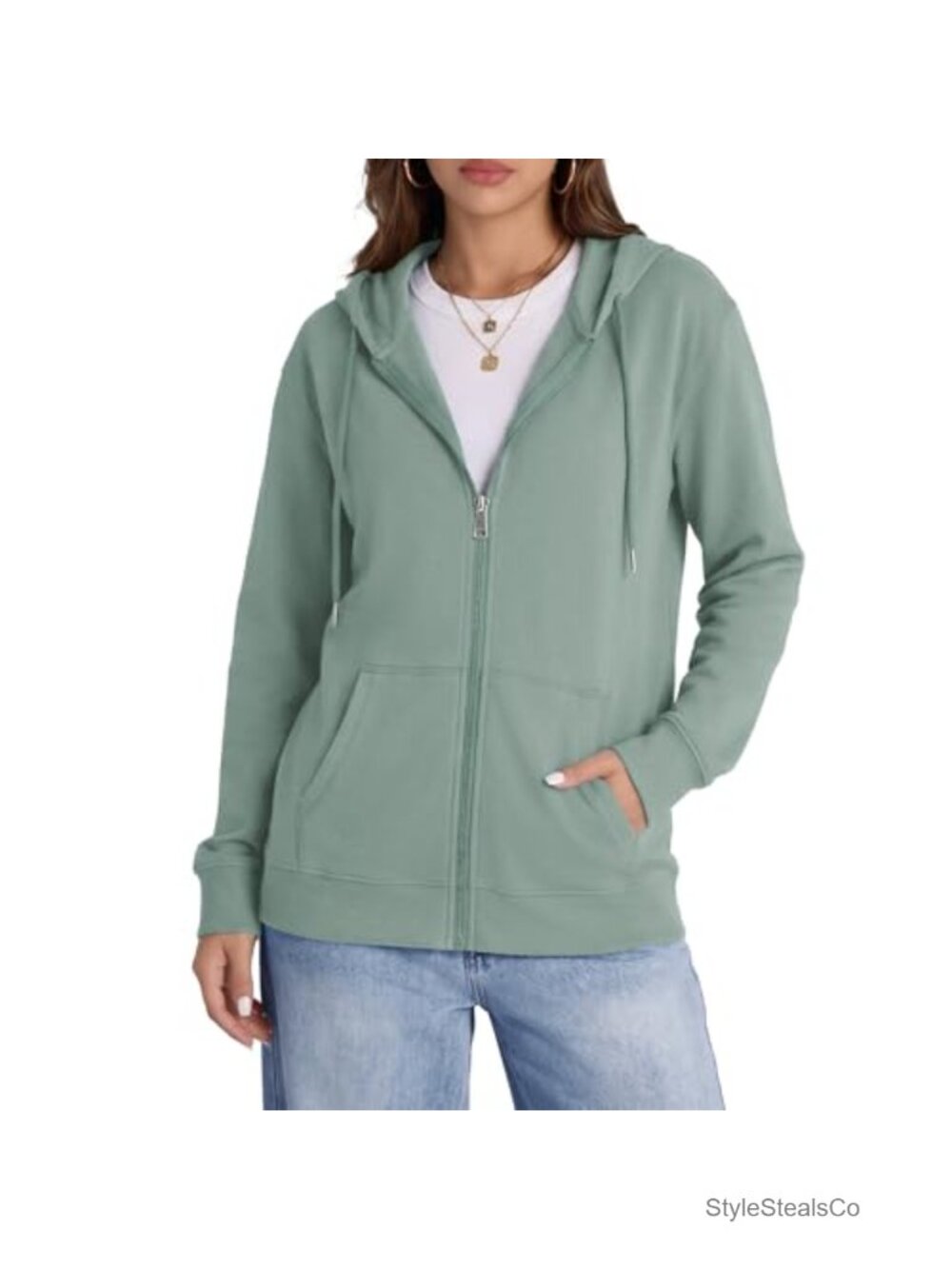 Oversized Zip Up Hoodie Soft Knit Long Sleeve Full Zip Lounge Top